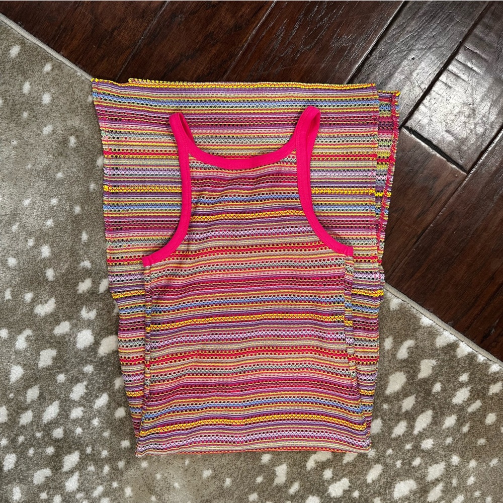 No Boundaries Stripe Tank Dress Pink Multi Color. Size S - Picture 9 of 15